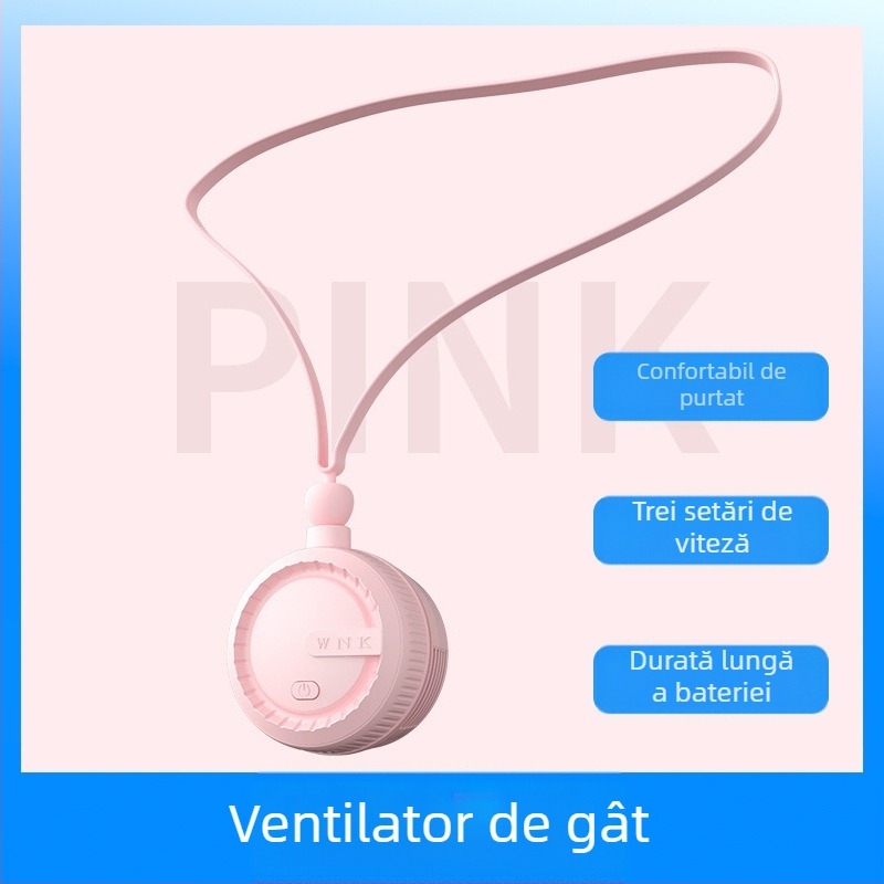 Ventilator de gât transfrontalier pliabil pentru sporturi în aer liber, ventilator portabil leneș, cu încărcare USB pentru birou, ventilator mic