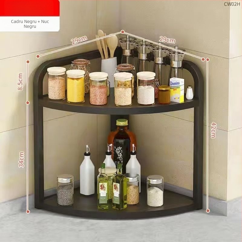 Bucătărie colț de depozitare raft blat triunghiular condiment borcan organizator fără găurire perete colț podea suport trepied