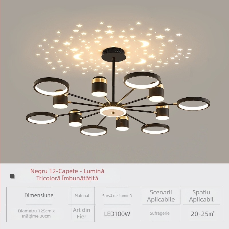 Candelabru pentru sufragerie en-gros 2024 lampă nouă pentru sufragerie cu atmosferă modernă, cu stele, lămpi cu LED-uri de lux de top