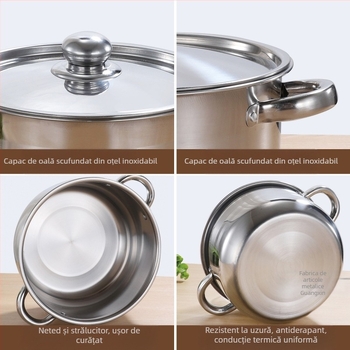 Furnizare transfrontalieră directă din fabrică, set de oale din oțel inoxidabil îngroșat, capac din oțel 18-26 cm, Spania, Mexic