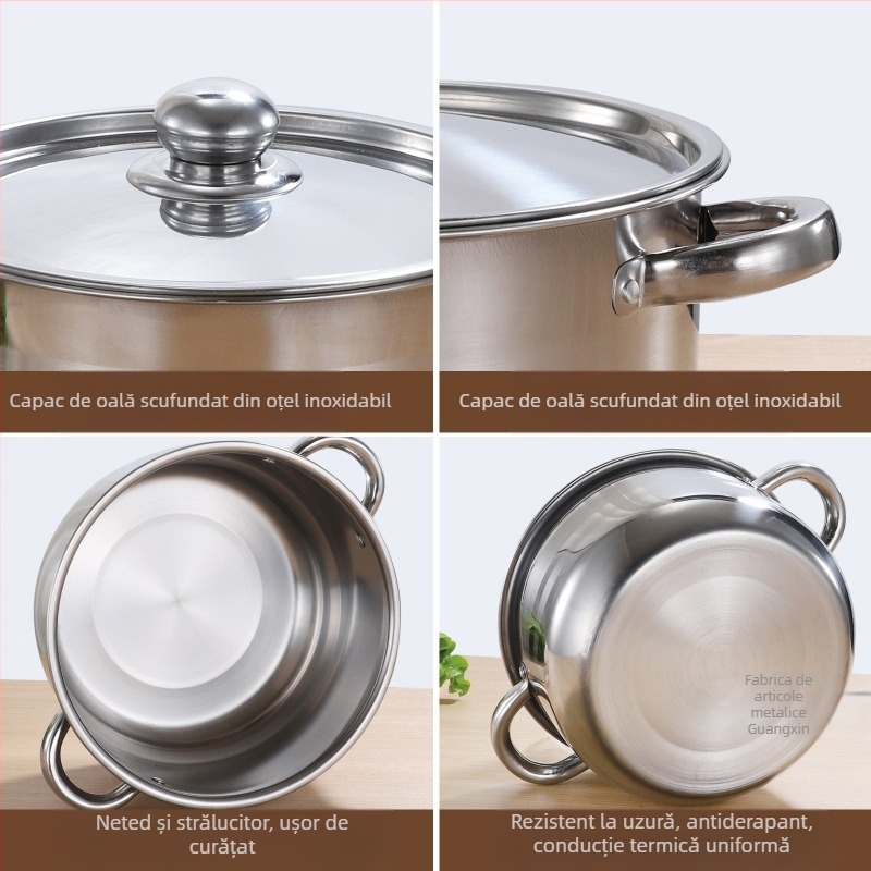 Furnizare transfrontalieră directă din fabrică, set de oale din oțel inoxidabil îngroșat, capac din oțel 18-26 cm, Spania, Mexic