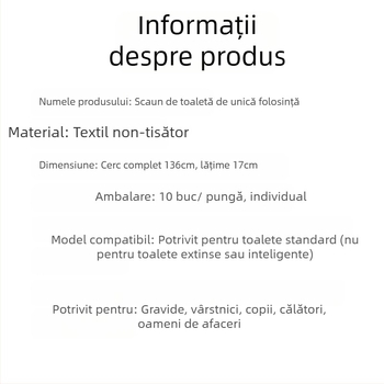 Produse care vor fi livrate Scaun de toaletă de unică folosință Pernă de toaletă Spitalizare maternă care va fi livrată Îngrijire Curățenie Sănătate Călătorii