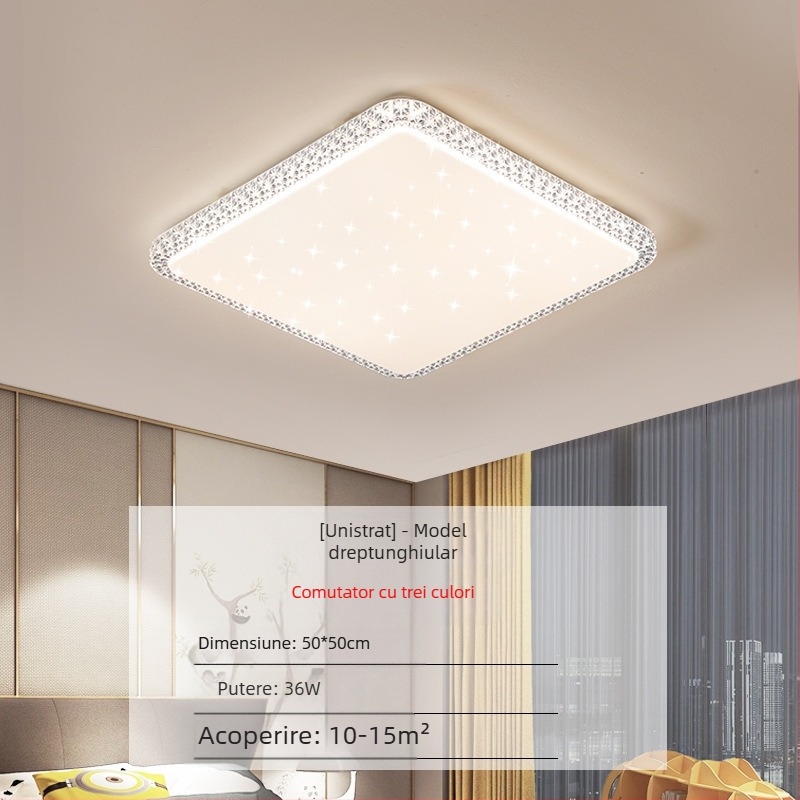 Lampă de tavan LED pentru living, imitație de cristal, lampă de dormitor principal, modernă, simplă, cu lumină atmosferică, lampă principală de hol de lux