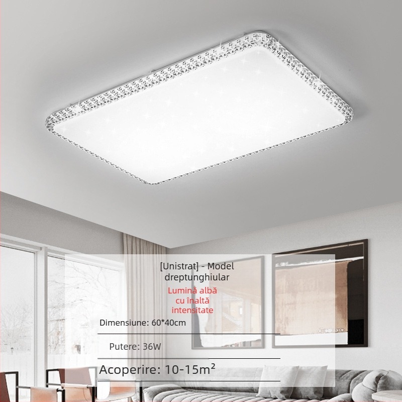 Lampă de tavan LED pentru living, imitație de cristal, lampă de dormitor principal, modernă, simplă, cu lumină atmosferică, lampă principală de hol de lux