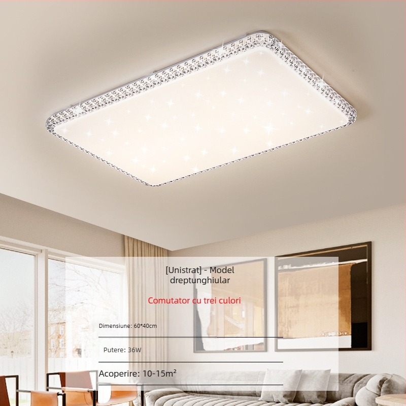 Lampă de tavan LED pentru living, imitație de cristal, lampă de dormitor principal, modernă, simplă, cu lumină atmosferică, lampă principală de hol de lux
