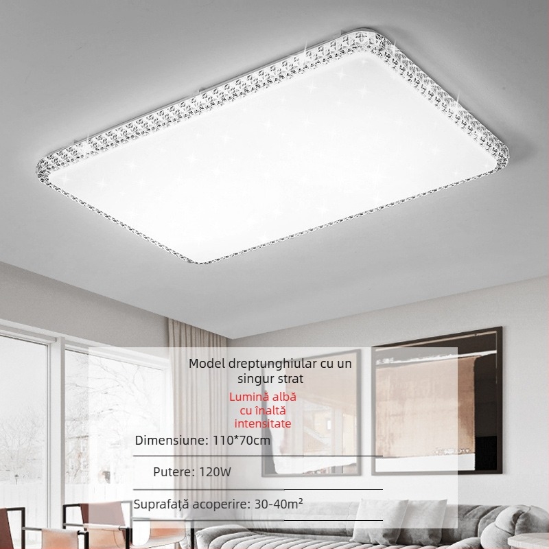 Lampă de tavan LED pentru living, imitație de cristal, lampă de dormitor principal, modernă, simplă, cu lumină atmosferică, lampă principală de hol de lux