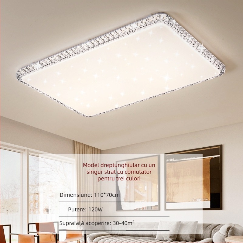 Lampă de tavan LED pentru living, imitație de cristal, lampă de dormitor principal, modernă, simplă, cu lumină atmosferică, lampă principală de hol de lux
