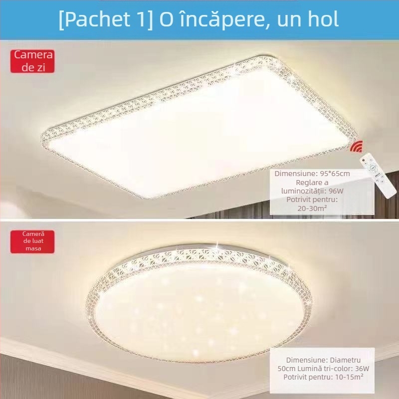 Lampă de tavan LED pentru living, imitație de cristal, lampă de dormitor principal, modernă, simplă, cu lumină atmosferică, lampă principală de hol de lux