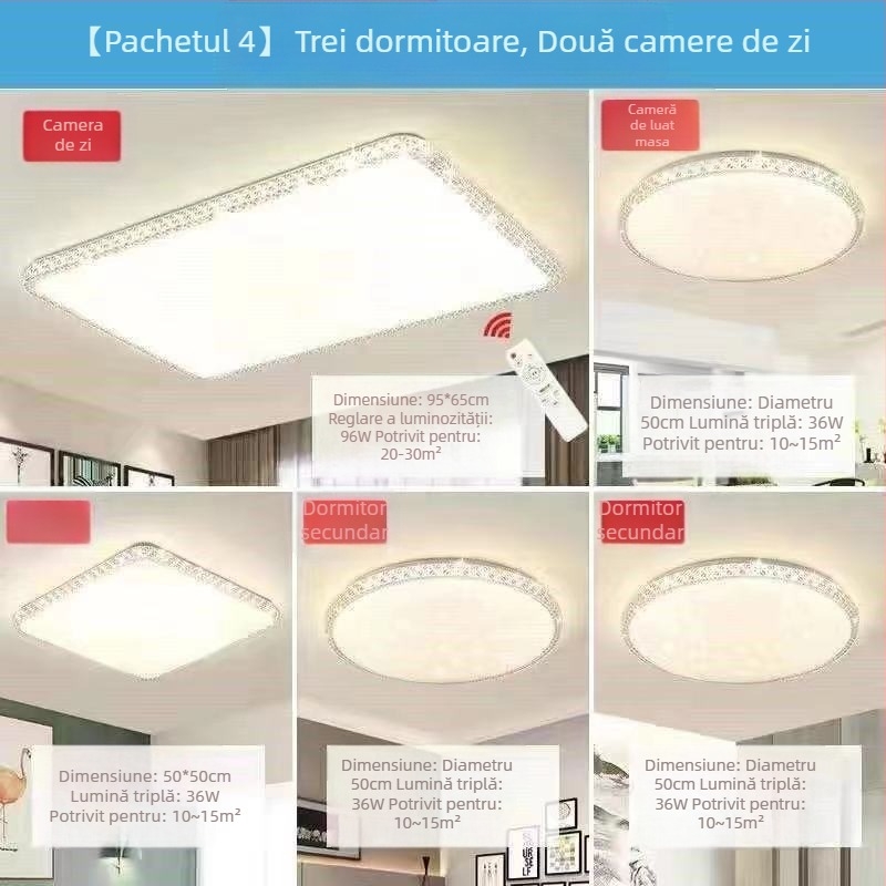 Lampă de tavan LED pentru living, imitație de cristal, lampă de dormitor principal, modernă, simplă, cu lumină atmosferică, lampă principală de hol de lux