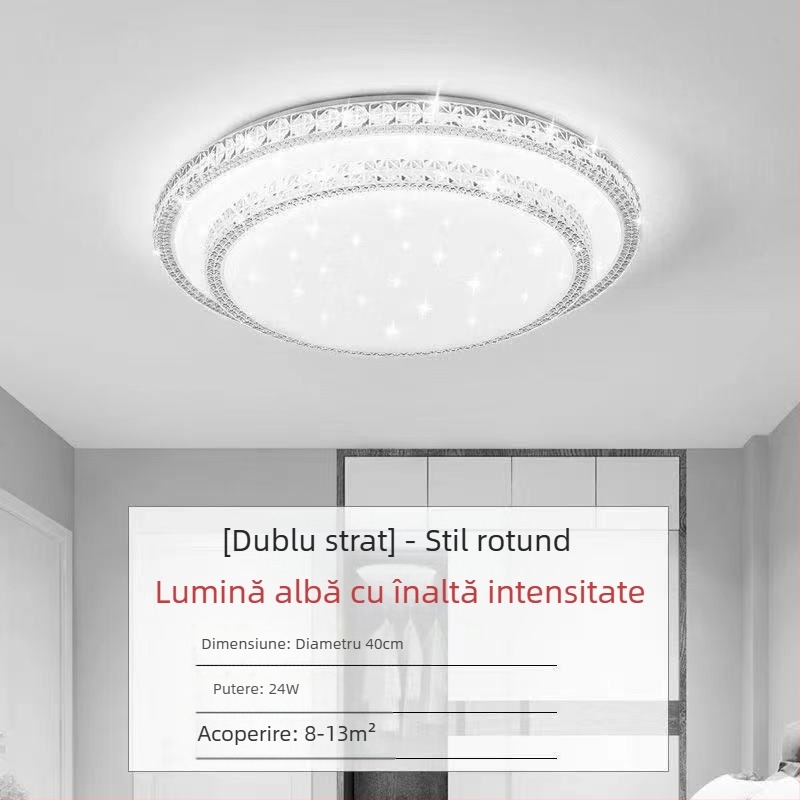 Lampă de tavan LED pentru living, imitație de cristal, lampă de dormitor principal, modernă, simplă, cu lumină atmosferică, lampă principală de hol de lux