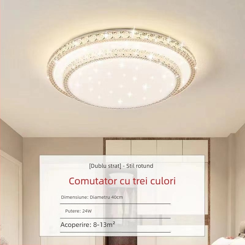 Lampă de tavan LED pentru living, imitație de cristal, lampă de dormitor principal, modernă, simplă, cu lumină atmosferică, lampă principală de hol de lux