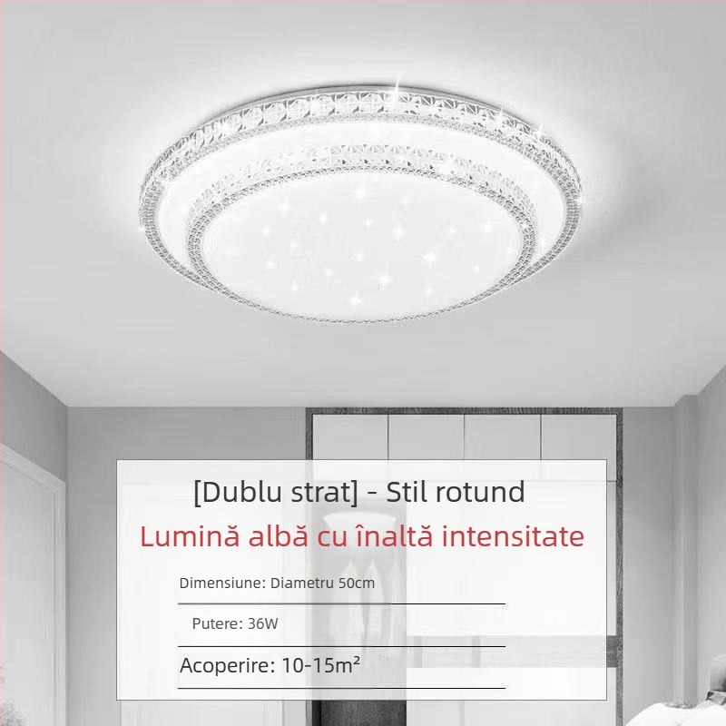 Lampă de tavan LED pentru living, imitație de cristal, lampă de dormitor principal, modernă, simplă, cu lumină atmosferică, lampă principală de hol de lux