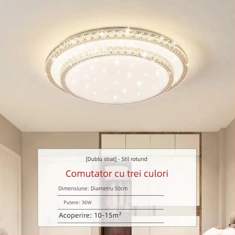 Lampă de tavan LED pentru living, imitație de cristal, lampă de dormitor principal, modernă, simplă, cu lumină atmosferică, lampă principală de hol de lux