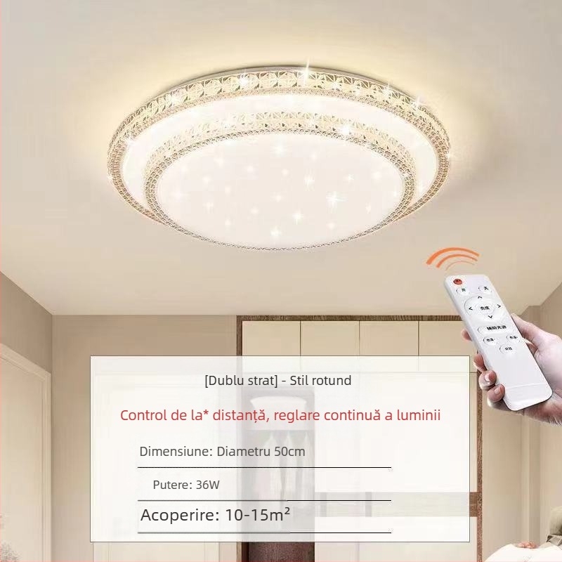 Lampă de tavan LED pentru living, imitație de cristal, lampă de dormitor principal, modernă, simplă, cu lumină atmosferică, lampă principală de hol de lux