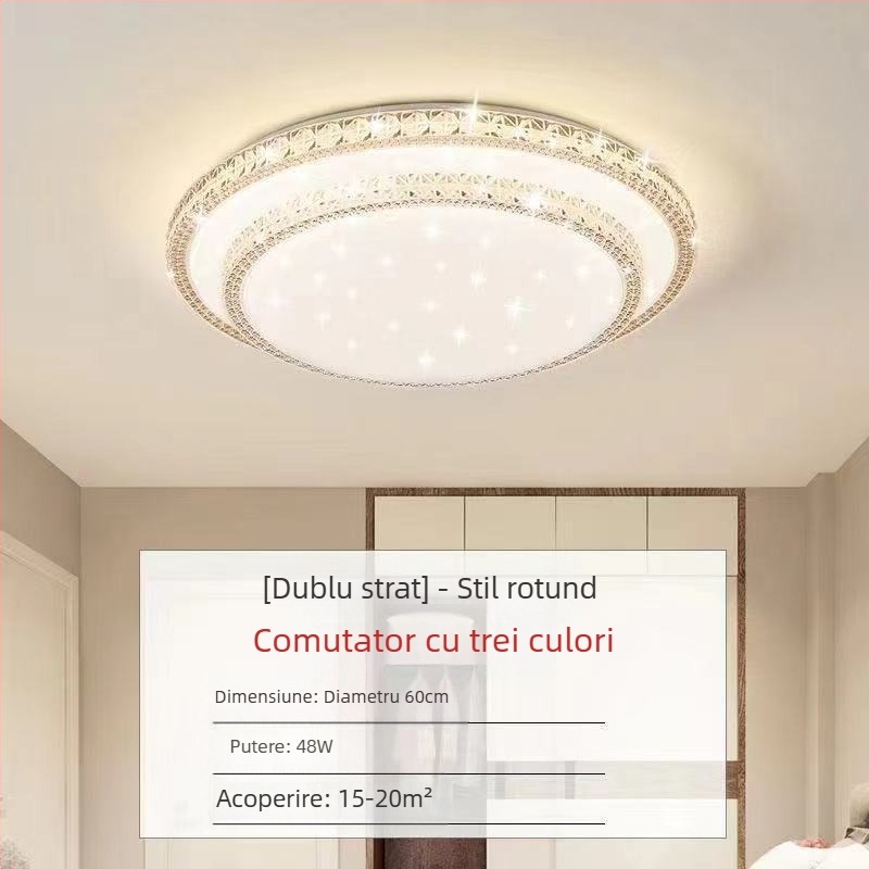 Lampă de tavan LED pentru living, imitație de cristal, lampă de dormitor principal, modernă, simplă, cu lumină atmosferică, lampă principală de hol de lux