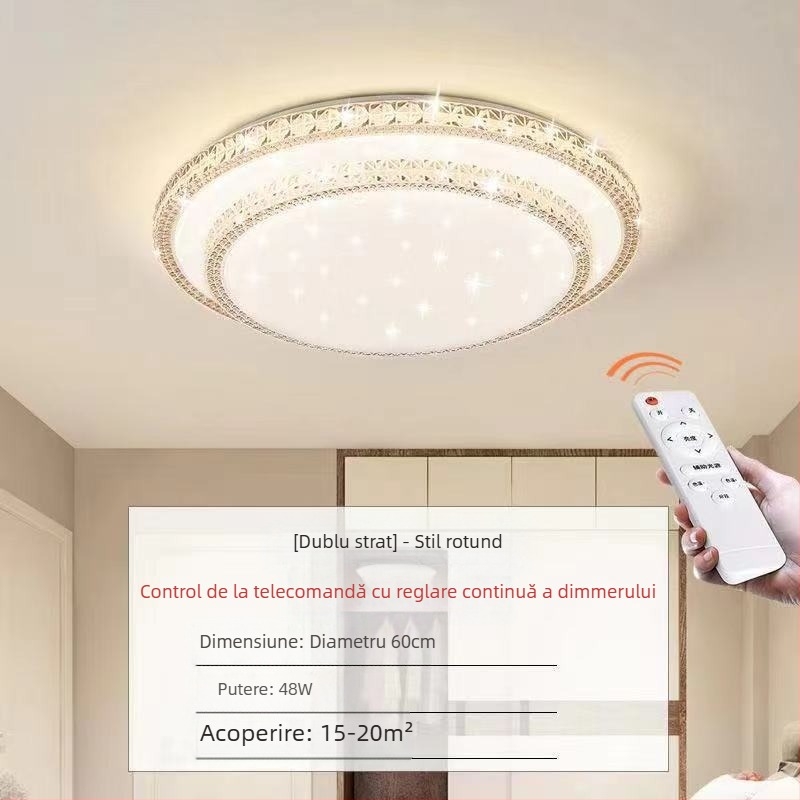 Lampă de tavan LED pentru living, imitație de cristal, lampă de dormitor principal, modernă, simplă, cu lumină atmosferică, lampă principală de hol de lux
