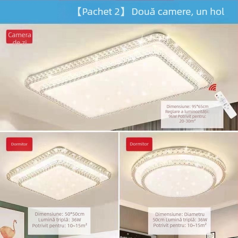 Lampă de tavan LED pentru living, imitație de cristal, lampă de dormitor principal, modernă, simplă, cu lumină atmosferică, lampă principală de hol de lux
