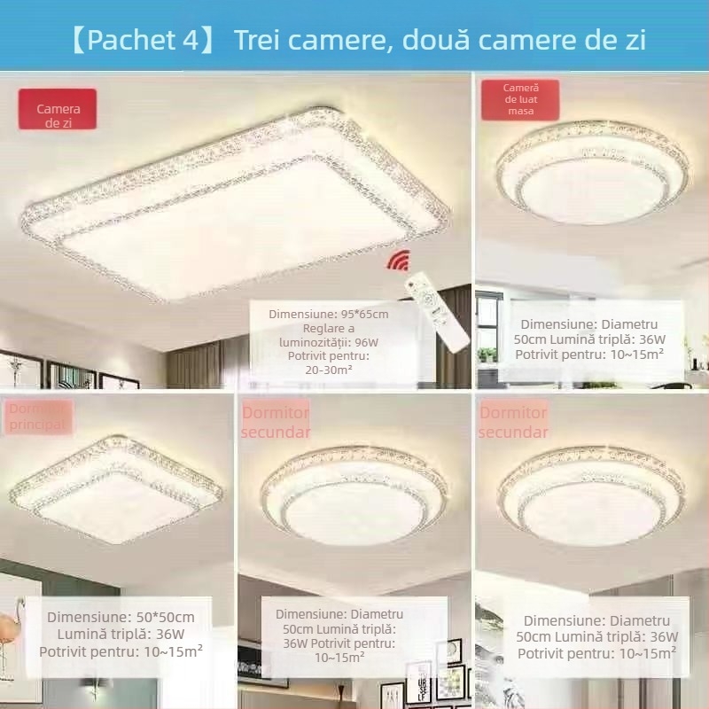 Lampă de tavan LED pentru living, imitație de cristal, lampă de dormitor principal, modernă, simplă, cu lumină atmosferică, lampă principală de hol de lux