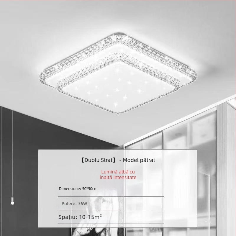 Lampă de tavan LED pentru living, imitație de cristal, lampă de dormitor principal, modernă, simplă, cu lumină atmosferică, lampă principală de hol de lux
