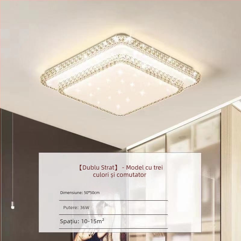 Lampă de tavan LED pentru living, imitație de cristal, lampă de dormitor principal, modernă, simplă, cu lumină atmosferică, lampă principală de hol de lux
