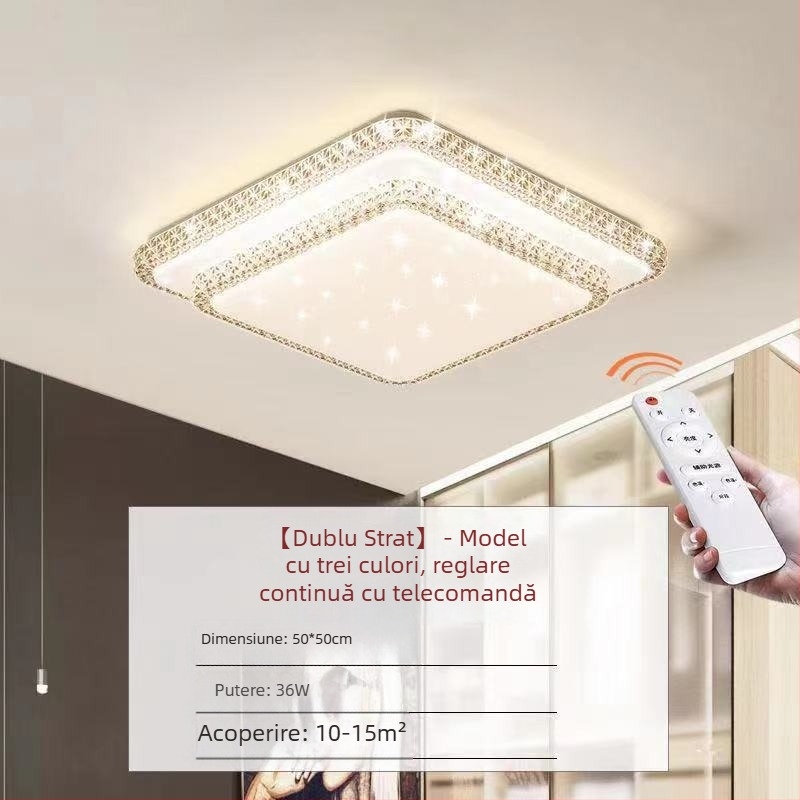 Lampă de tavan LED pentru living, imitație de cristal, lampă de dormitor principal, modernă, simplă, cu lumină atmosferică, lampă principală de hol de lux