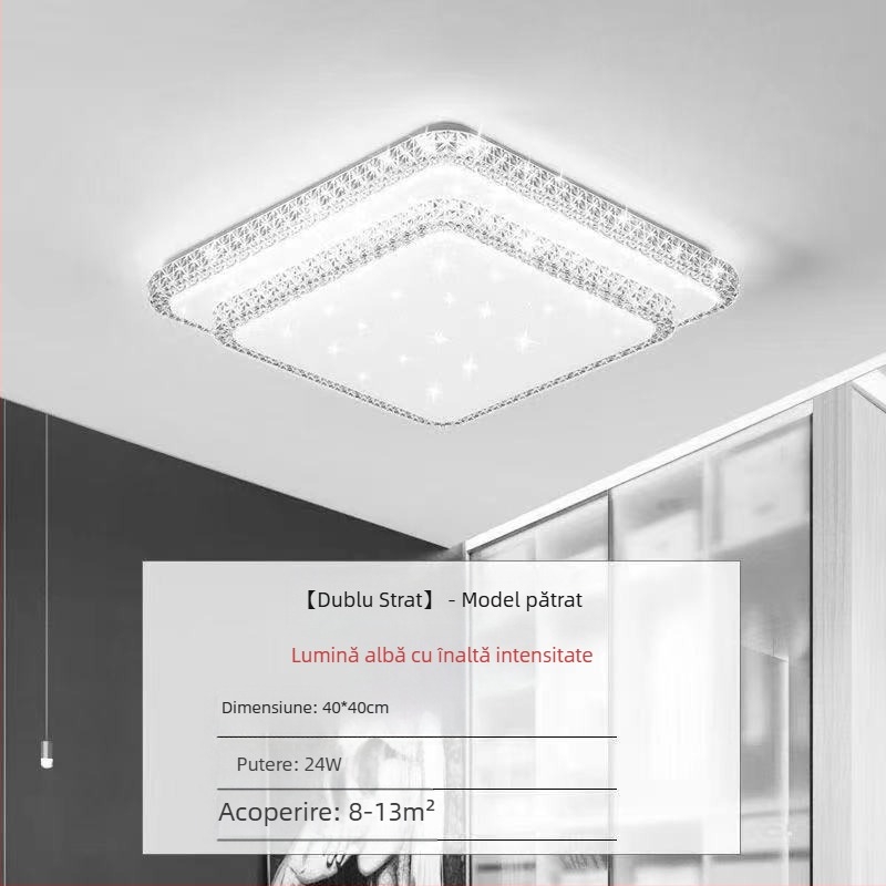 Lampă de tavan LED pentru living, imitație de cristal, lampă de dormitor principal, modernă, simplă, cu lumină atmosferică, lampă principală de hol de lux