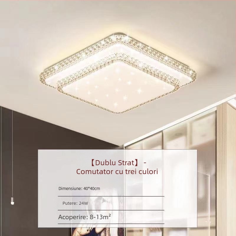 Lampă de tavan LED pentru living, imitație de cristal, lampă de dormitor principal, modernă, simplă, cu lumină atmosferică, lampă principală de hol de lux