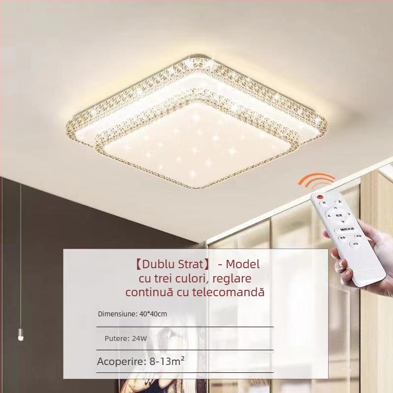 Lampă de tavan LED pentru living, imitație de cristal, lampă de dormitor principal, modernă, simplă, cu lumină atmosferică, lampă principală de hol de lux