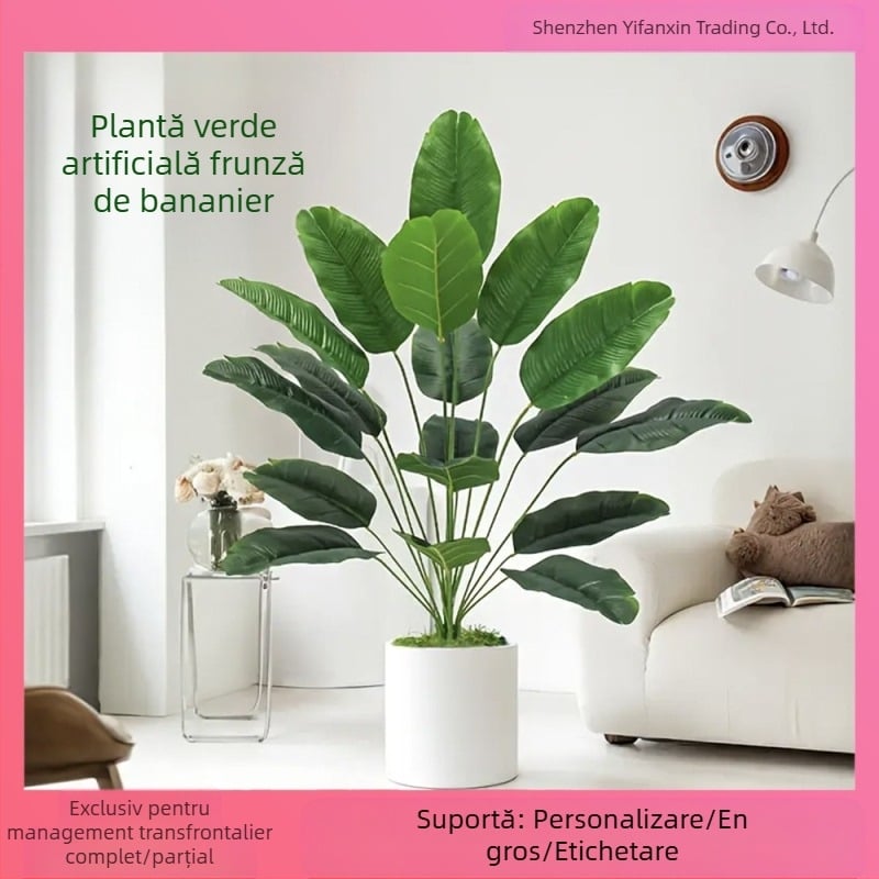 Simulare tropicală artificială a plantei, frunze mari de bananier, decorațiuni decorative pentru camera de zi și biroul