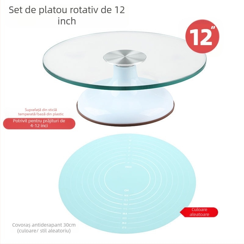 Platou rotativ pentru tort, masă de decorare, set de instrumente de copt, tavă din aliaj de aluminiu, tavă rotativă, frotiu, platan turnant comercial de uz casnic, decorare