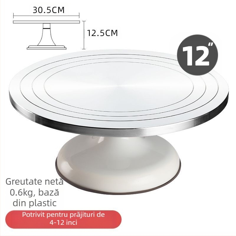 Platou rotativ pentru tort, masă de decorare, set de instrumente de copt, tavă din aliaj de aluminiu, tavă rotativă, frotiu, platan turnant comercial de uz casnic, decorare