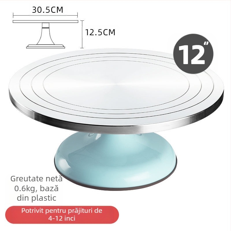 Platou rotativ pentru tort, masă de decorare, set de instrumente de copt, tavă din aliaj de aluminiu, tavă rotativă, frotiu, platan turnant comercial de uz casnic, decorare