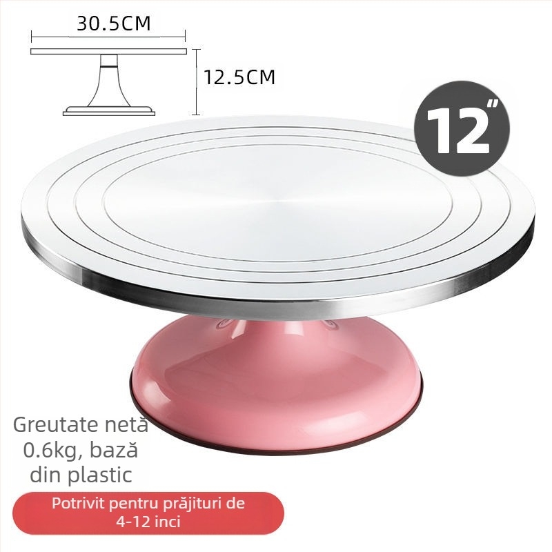 Platou rotativ pentru tort, masă de decorare, set de instrumente de copt, tavă din aliaj de aluminiu, tavă rotativă, frotiu, platan turnant comercial de uz casnic, decorare