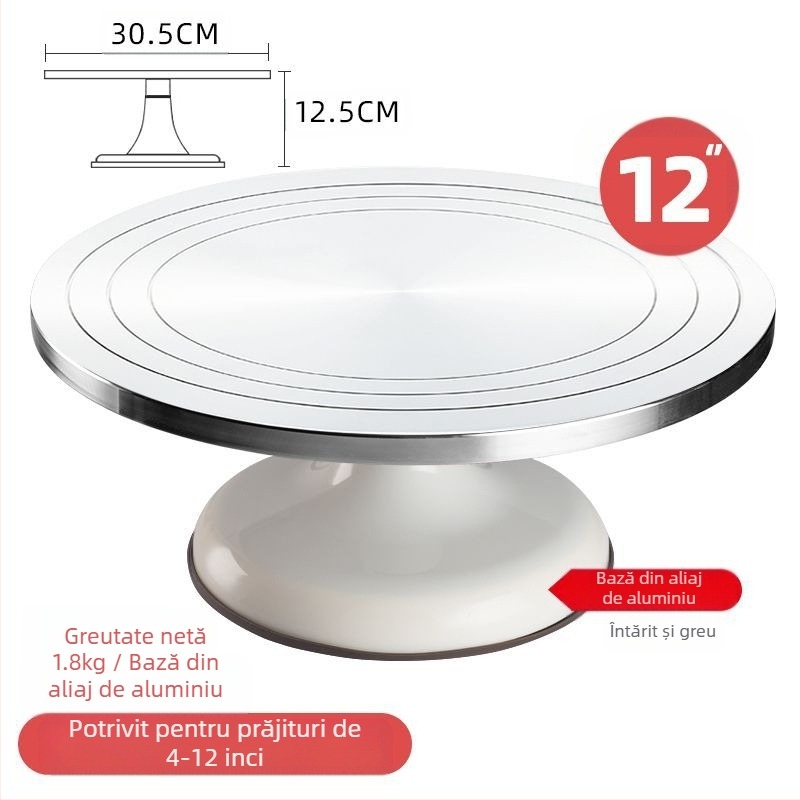Platou rotativ pentru tort, masă de decorare, set de instrumente de copt, tavă din aliaj de aluminiu, tavă rotativă, frotiu, platan turnant comercial de uz casnic, decorare