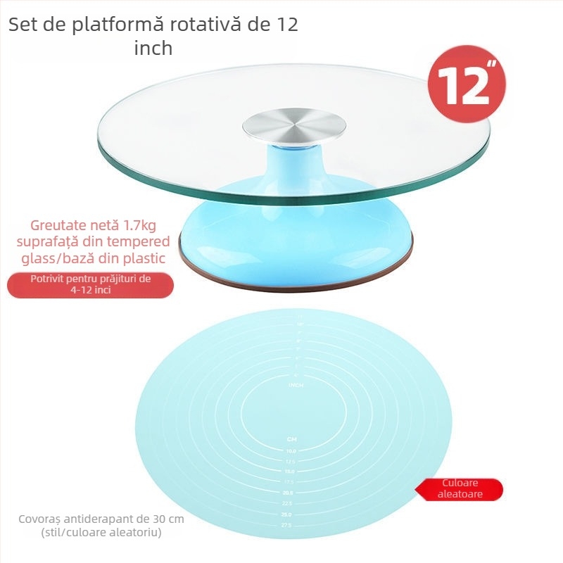 Platou rotativ pentru tort, masă de decorare, set de instrumente de copt, tavă din aliaj de aluminiu, tavă rotativă, frotiu, platan turnant comercial de uz casnic, decorare