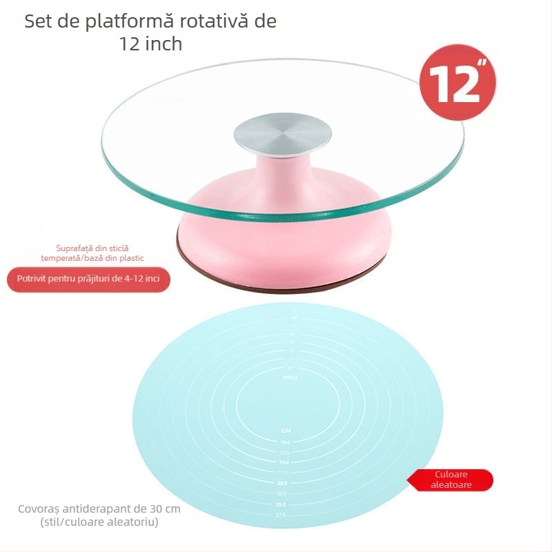 Platou rotativ pentru tort, masă de decorare, set de instrumente de copt, tavă din aliaj de aluminiu, tavă rotativă, frotiu, platan turnant comercial de uz casnic, decorare
