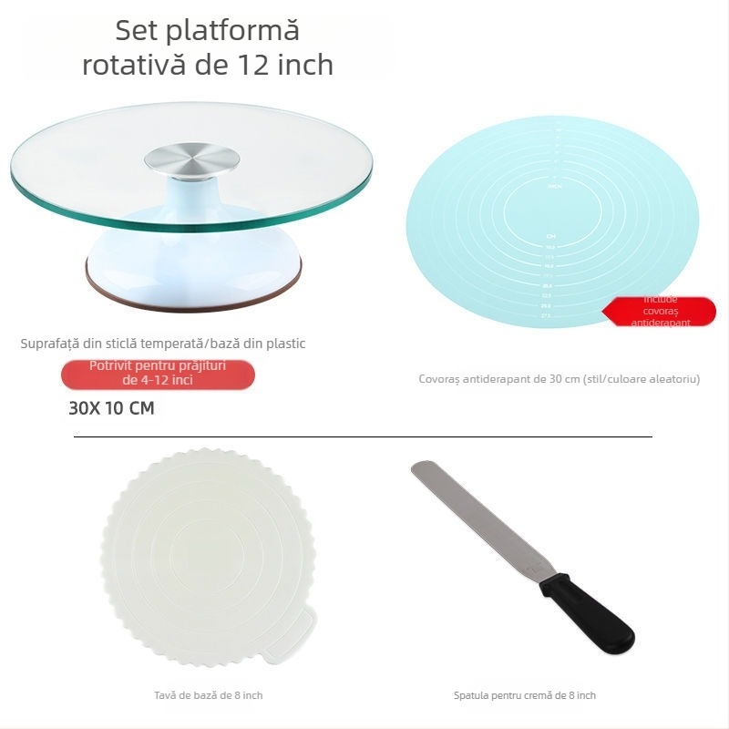 Platou rotativ pentru tort, masă de decorare, set de instrumente de copt, tavă din aliaj de aluminiu, tavă rotativă, frotiu, platan turnant comercial de uz casnic, decorare