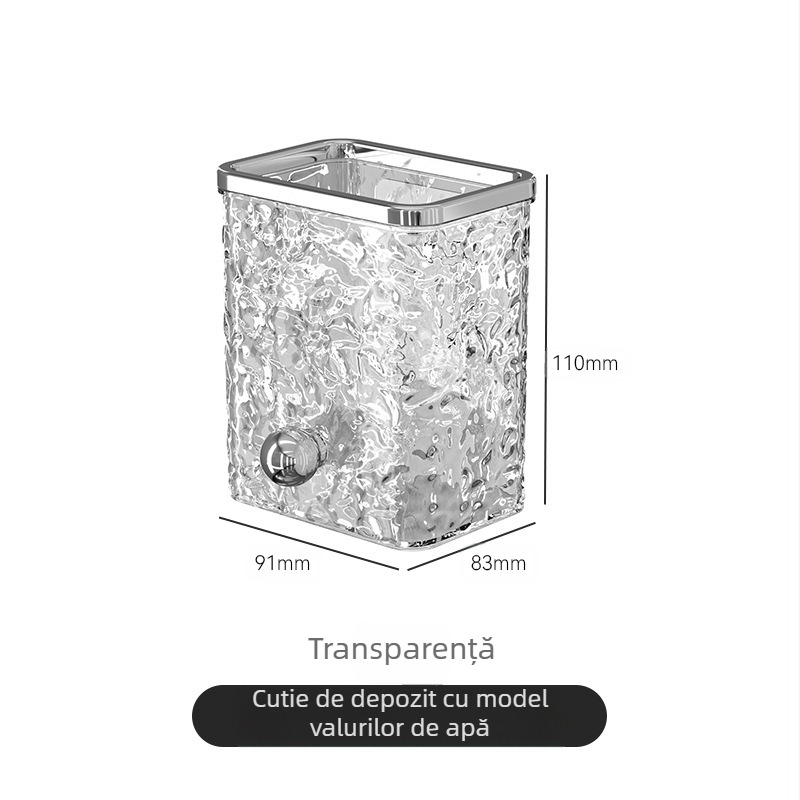 Cutie de depozitare cu model ghețar, cutie de depozitare cosmetică pentru baie, raft de depozitare pentru diverse articole montat pe perete, fără sudură, neperforat