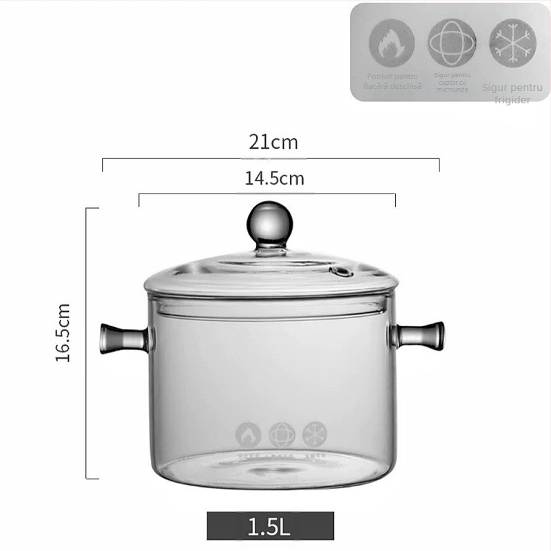 Ceainic transparent pentru vin roșu fierbinte, ceainic pentru gătit pe aragaz, oală pentru tocană rezistentă la temperaturi ridicate, aragaz electric ceramic cu flacără deschisă pentru ceai cu aromă de fructe, oală de gătit din sticlă