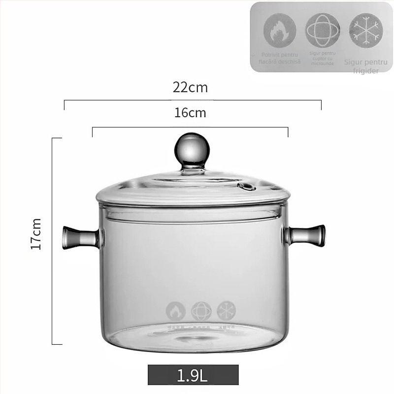 Ceainic transparent pentru vin roșu fierbinte, ceainic pentru gătit pe aragaz, oală pentru tocană rezistentă la temperaturi ridicate, aragaz electric ceramic cu flacără deschisă pentru ceai cu aromă de fructe, oală de gătit din sticlă