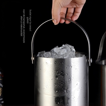 Găleată de gheață din oțel inoxidabil, găleată de gheață, găleată portabilă pentru bere, bar, KTV, bere, șampanie, găleată de gheață izolatoare, găleată din oțel inoxidabil