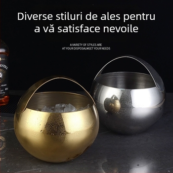 Găleată de gheață din oțel inoxidabil, găleată de gheață, găleată portabilă pentru bere, bar, KTV, bere, șampanie, găleată de gheață izolatoare, găleată din oțel inoxidabil
