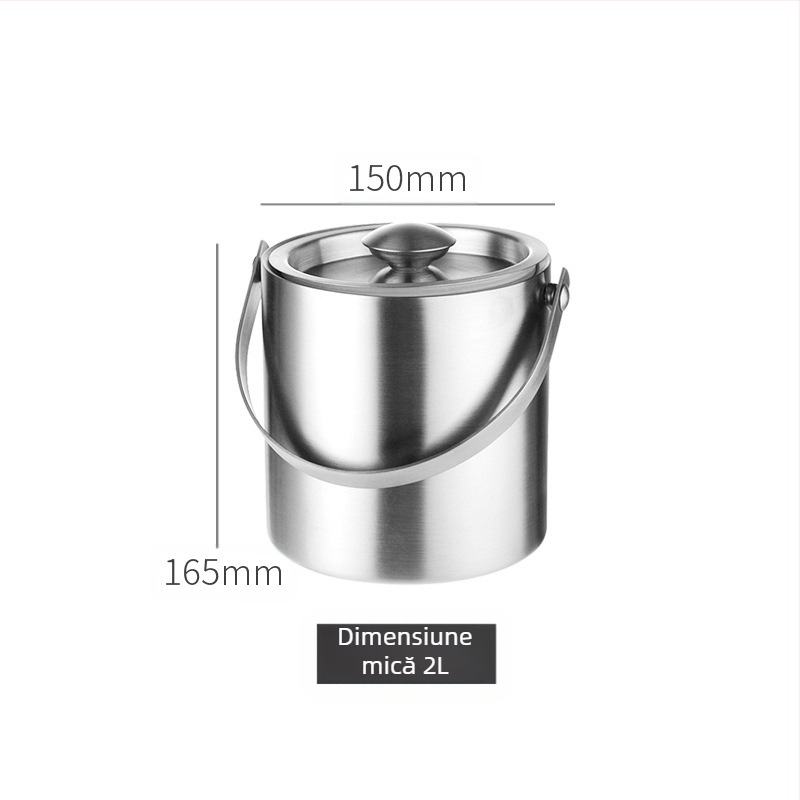 Găleată de gheață din oțel inoxidabil, găleată de gheață, găleată portabilă pentru bere, bar, KTV, bere, șampanie, găleată de gheață izolatoare, găleată din oțel inoxidabil