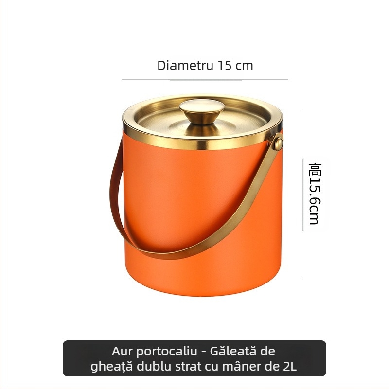 Găleată de gheață din oțel inoxidabil, găleată de gheață, găleată portabilă pentru bere, bar, KTV, bere, șampanie, găleată de gheață izolatoare, găleată din oțel inoxidabil