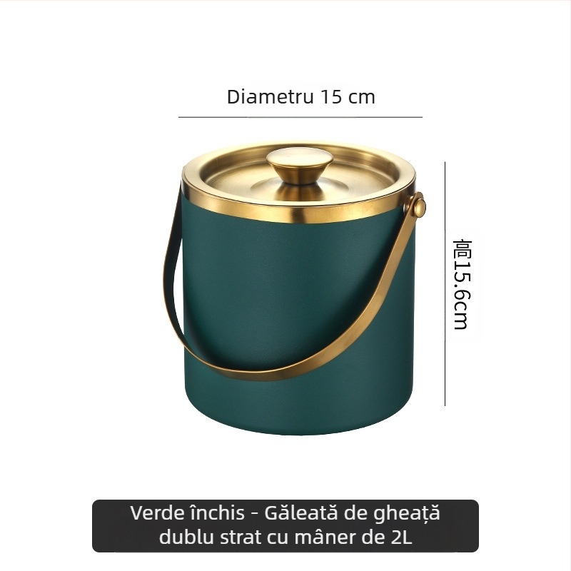 Găleată de gheață din oțel inoxidabil, găleată de gheață, găleată portabilă pentru bere, bar, KTV, bere, șampanie, găleată de gheață izolatoare, găleată din oțel inoxidabil