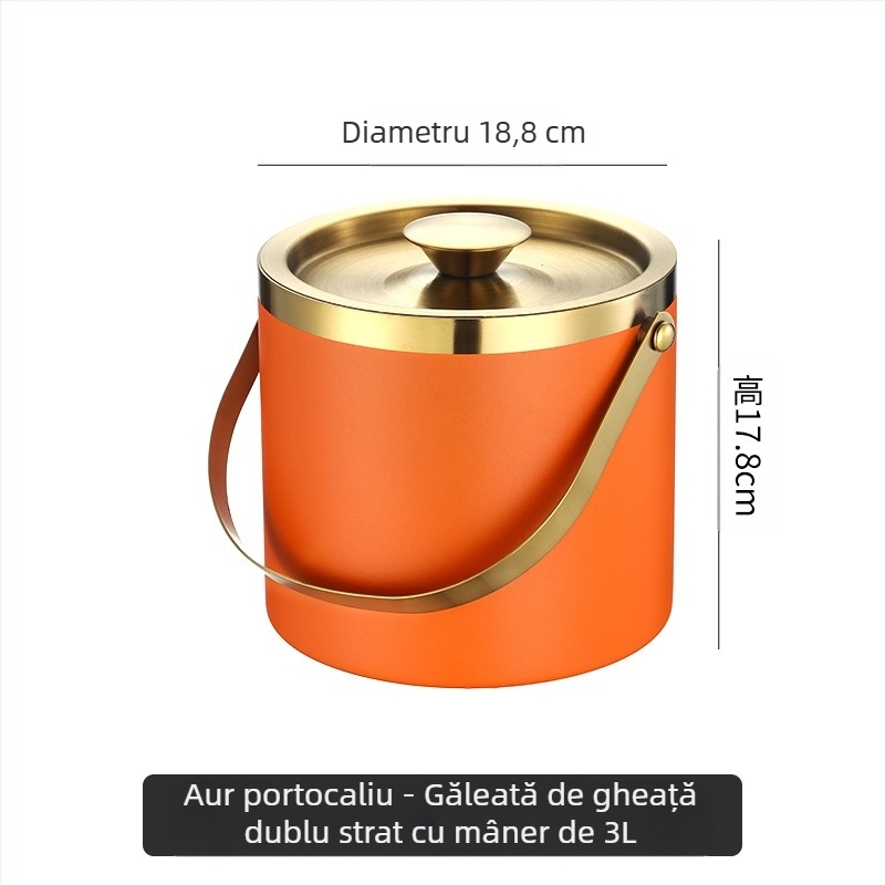 Găleată de gheață din oțel inoxidabil, găleată de gheață, găleată portabilă pentru bere, bar, KTV, bere, șampanie, găleată de gheață izolatoare, găleată din oțel inoxidabil