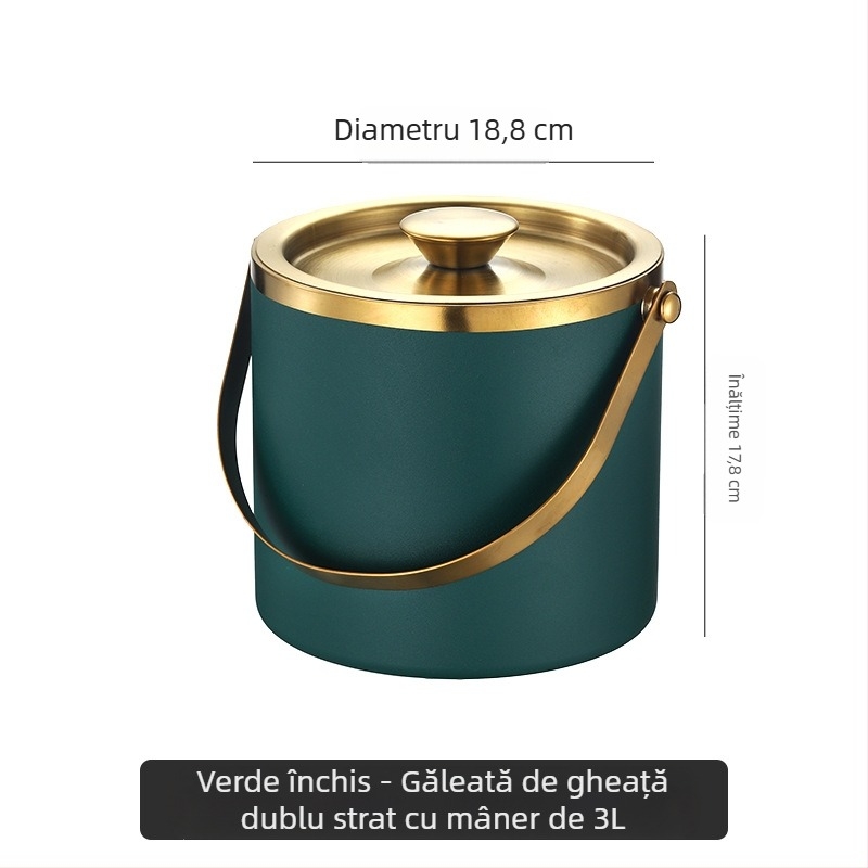 Găleată de gheață din oțel inoxidabil, găleată de gheață, găleată portabilă pentru bere, bar, KTV, bere, șampanie, găleată de gheață izolatoare, găleată din oțel inoxidabil