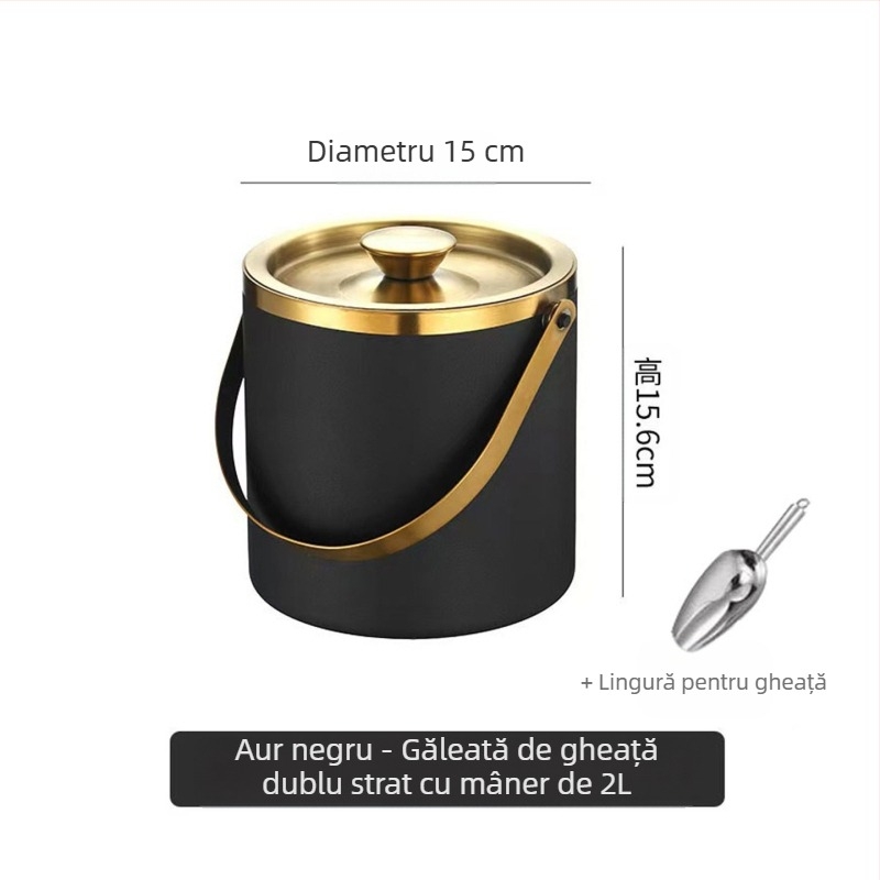 Găleată de gheață din oțel inoxidabil, găleată de gheață, găleată portabilă pentru bere, bar, KTV, bere, șampanie, găleată de gheață izolatoare, găleată din oțel inoxidabil