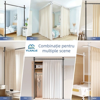 Perdea despărțitoare pentru dormitor, neperforată, pentru pat, perdea pentru ușă, cameră de închiriat, dormitor, perdea din pânză pentru intrare, salon de înfrumusețare, în formă de U, perdea de interior L