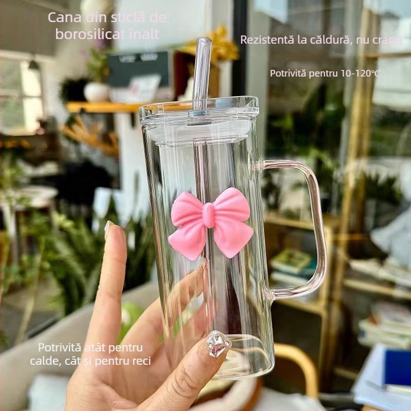 Cupă cu mâner cu arc, cu conținut ridicat de borosilicat, culoare înaltă, valoare ridicată a zeiței, ceai, cafea, lapte, transparentă, pătrată, ventuză
